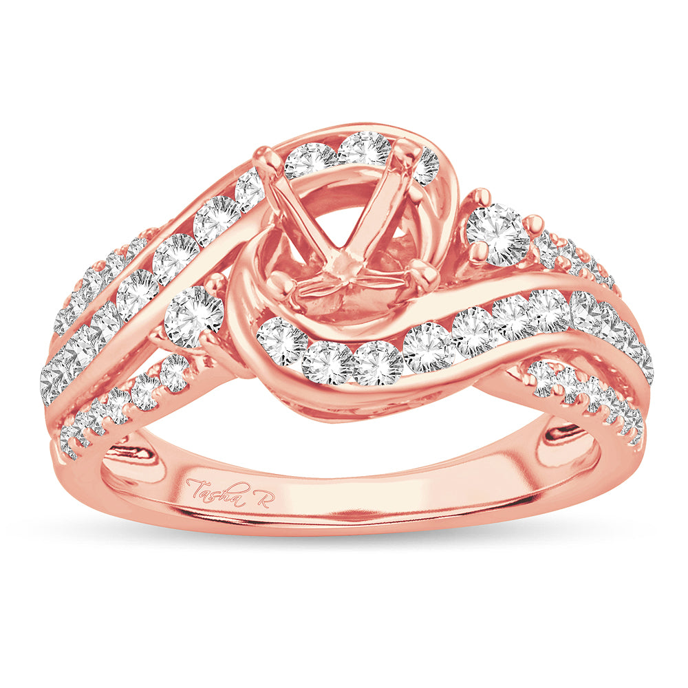 14K Yellow Gold Lab Diamond Engagement Ring Semi Mount (0.76CT)
