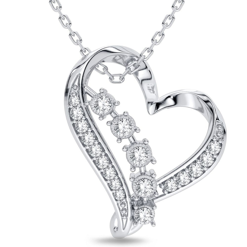 Chic 14k White Gold 0.15CT Lab Diamond Womens Pendant