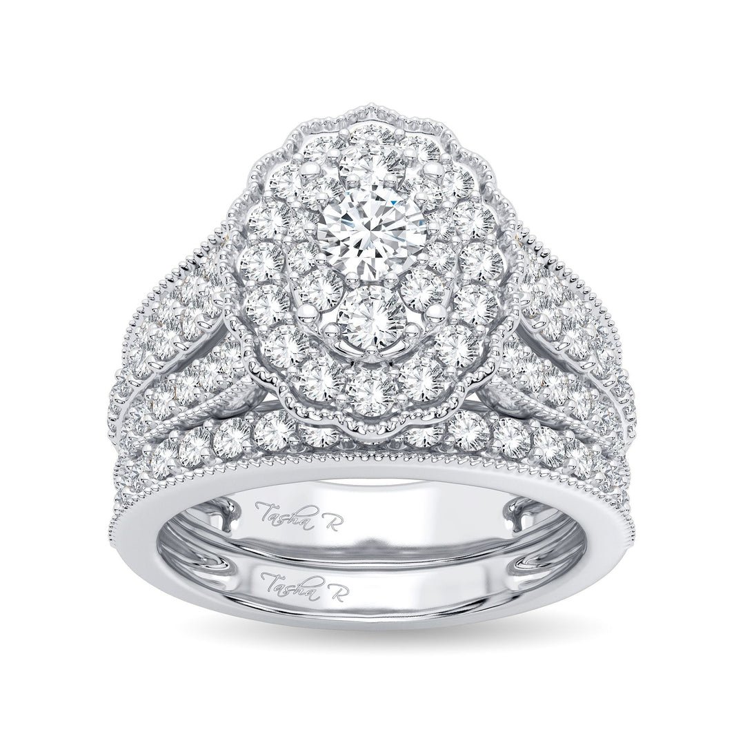 Brilliant 14k White Gold 2CT Lab Diamond Bridal Ring