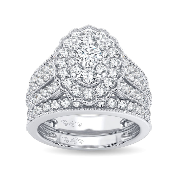 Brilliant 14k White Gold 2CT Lab Diamond Bridal Ring