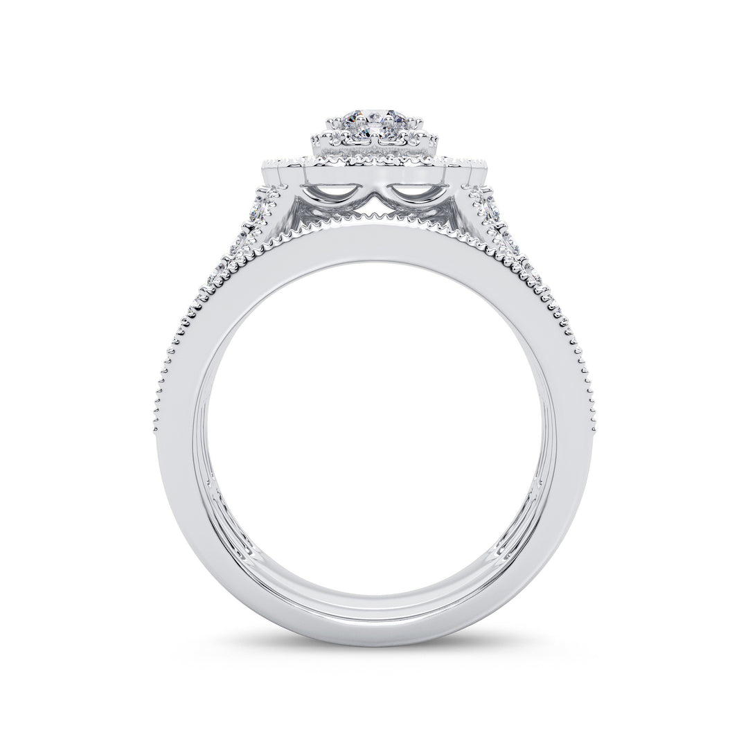 Brilliant 14k White Gold 2CT Lab Diamond Bridal Ring