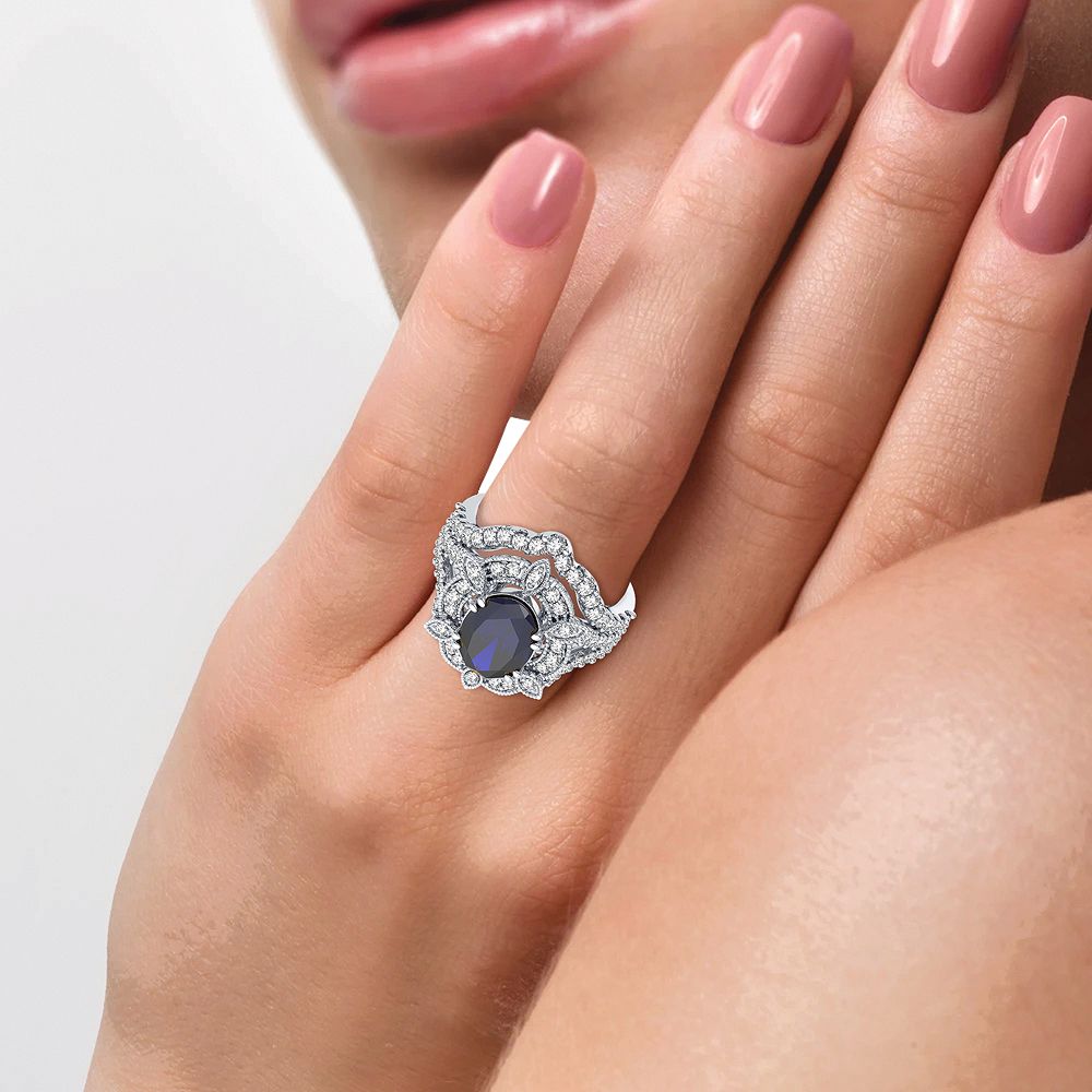 Luminous 14k White Gold Lab Diamond Womens Cocktail Ring