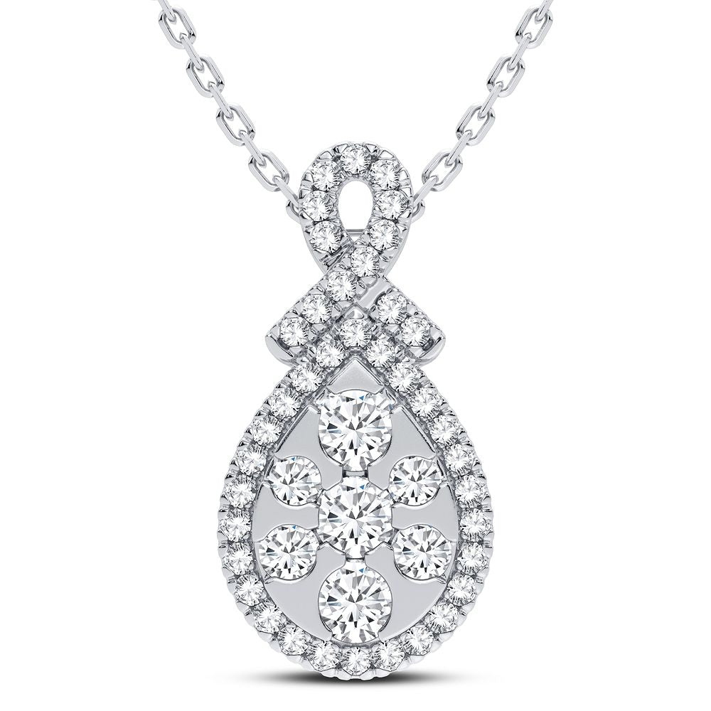Luminous 14k White Gold Lab Diamond Womens Pendant Necklace