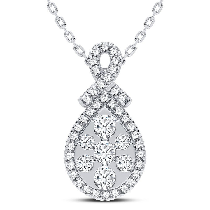 Luminous 14k White Gold Lab Diamond Womens Pendant Necklace