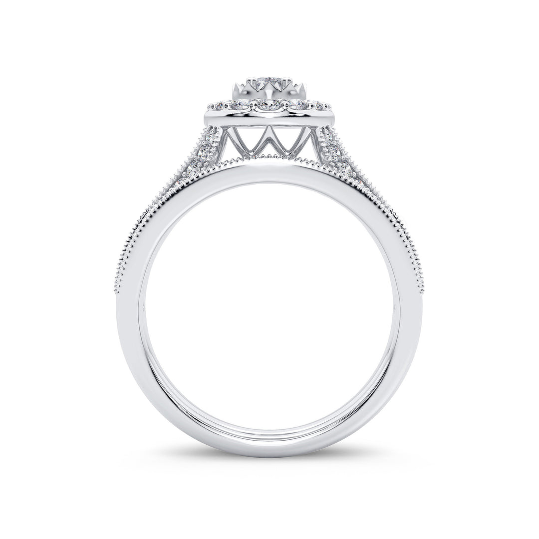 Luminous 14k White Gold Lab Diamond Bridal Ring 1CT