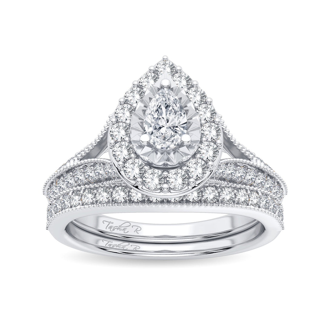14K White Gold Lab-Grown 0.96CT Diamond Bridal Ring