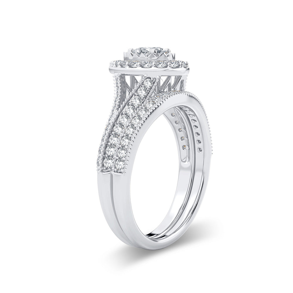 14K White Gold Lab-Grown 0.96CT Diamond Bridal Ring