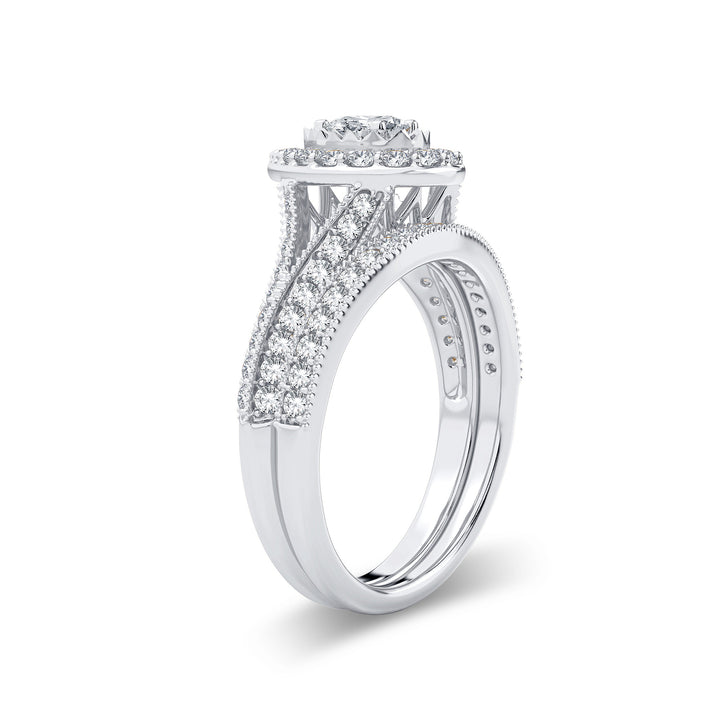 14K White Gold Lab-Grown 0.96CT Diamond Bridal Ring