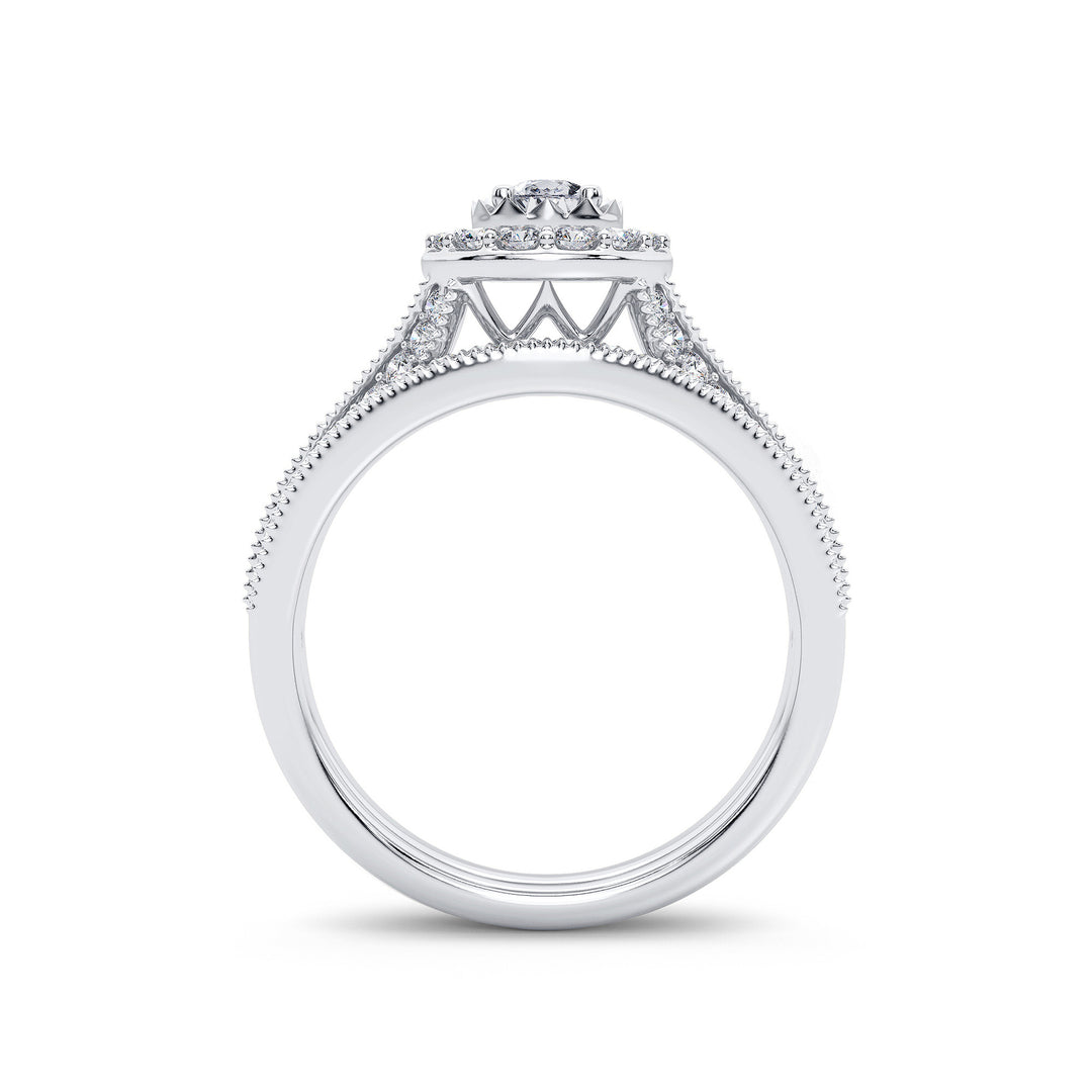 14K White Gold Lab-Grown 0.96CT Diamond Bridal Ring