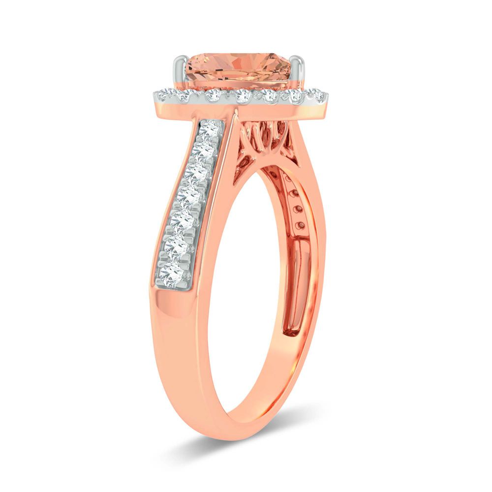 Blush Pink 14k Rose Gold Morganite Lab Diamond Ring