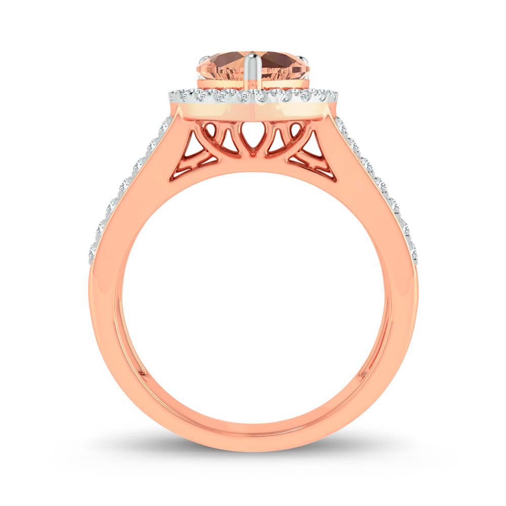 Blush Pink 14k Rose Gold Morganite Lab Diamond Ring