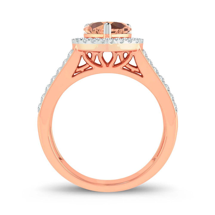 Blush Pink 14k Rose Gold Morganite Lab Diamond Ring