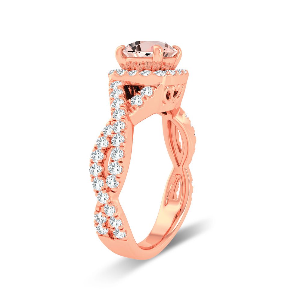 Romantic Rose Gold Morganite & Lab Diamond Womens Ring