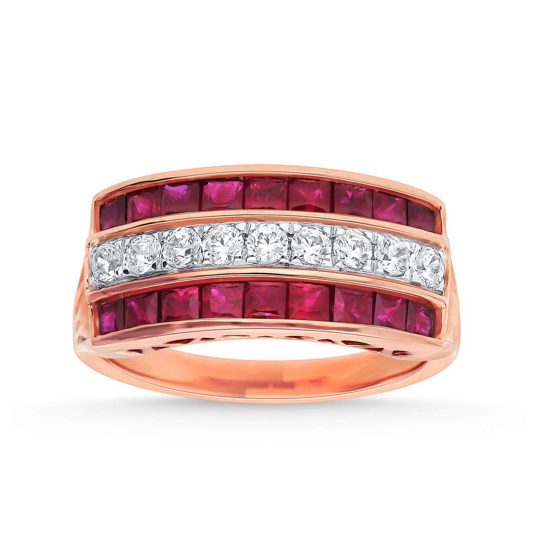 14K 0.37CT Diamond  Ruby Ring