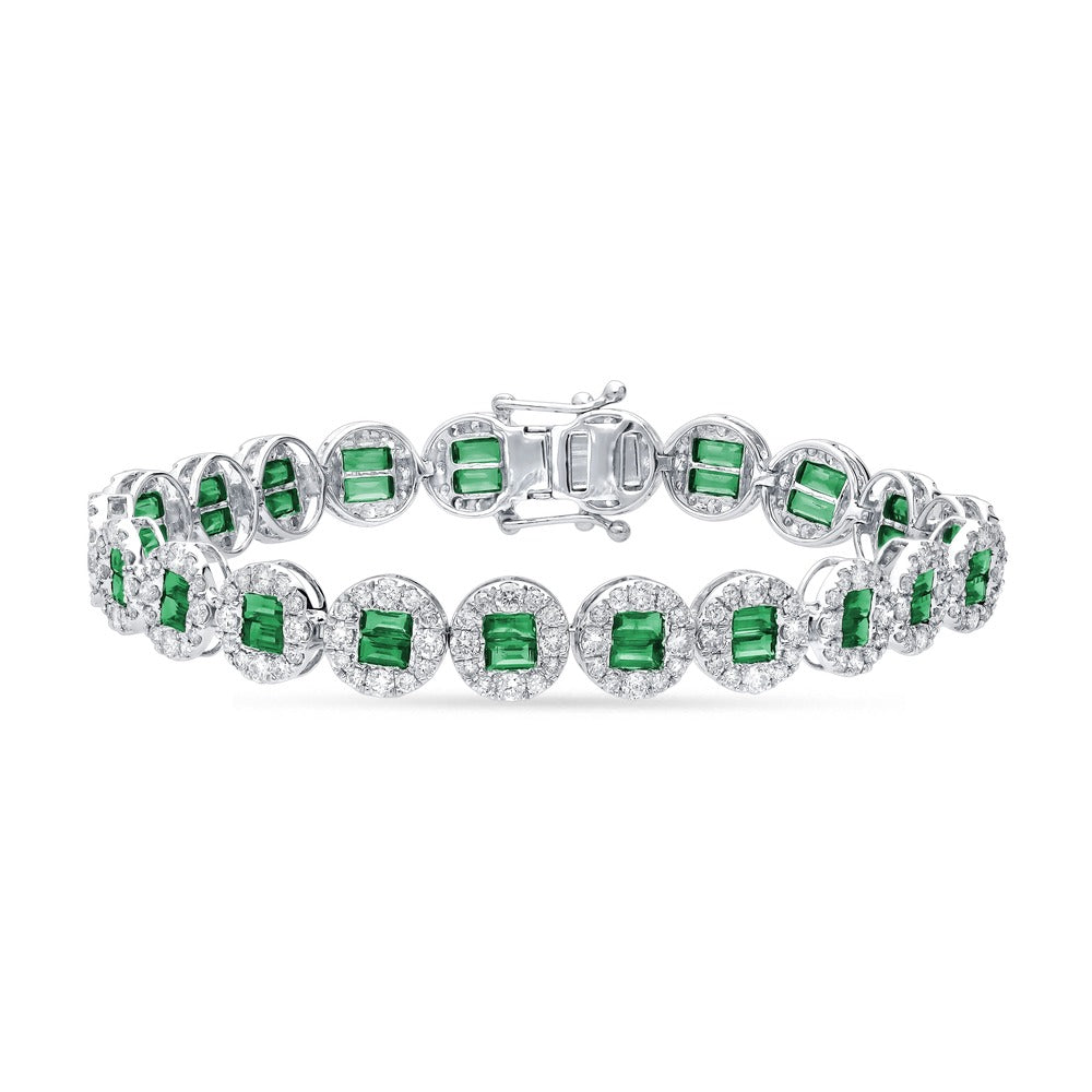 14K 4.26CT Diamond Emerald Bracelet