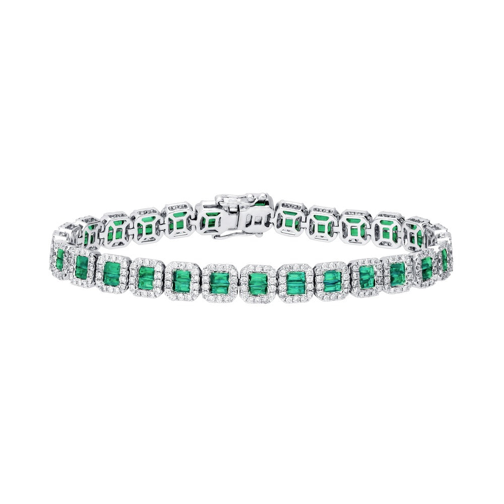 14K 2.81CT Diamond Emerald Bracelet