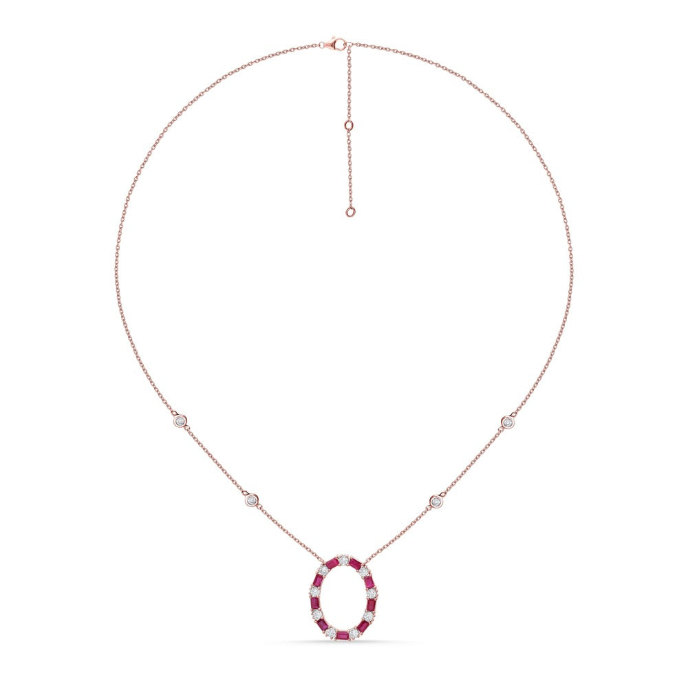 14K  0.71CT Diamond   RUBY NECKLACE