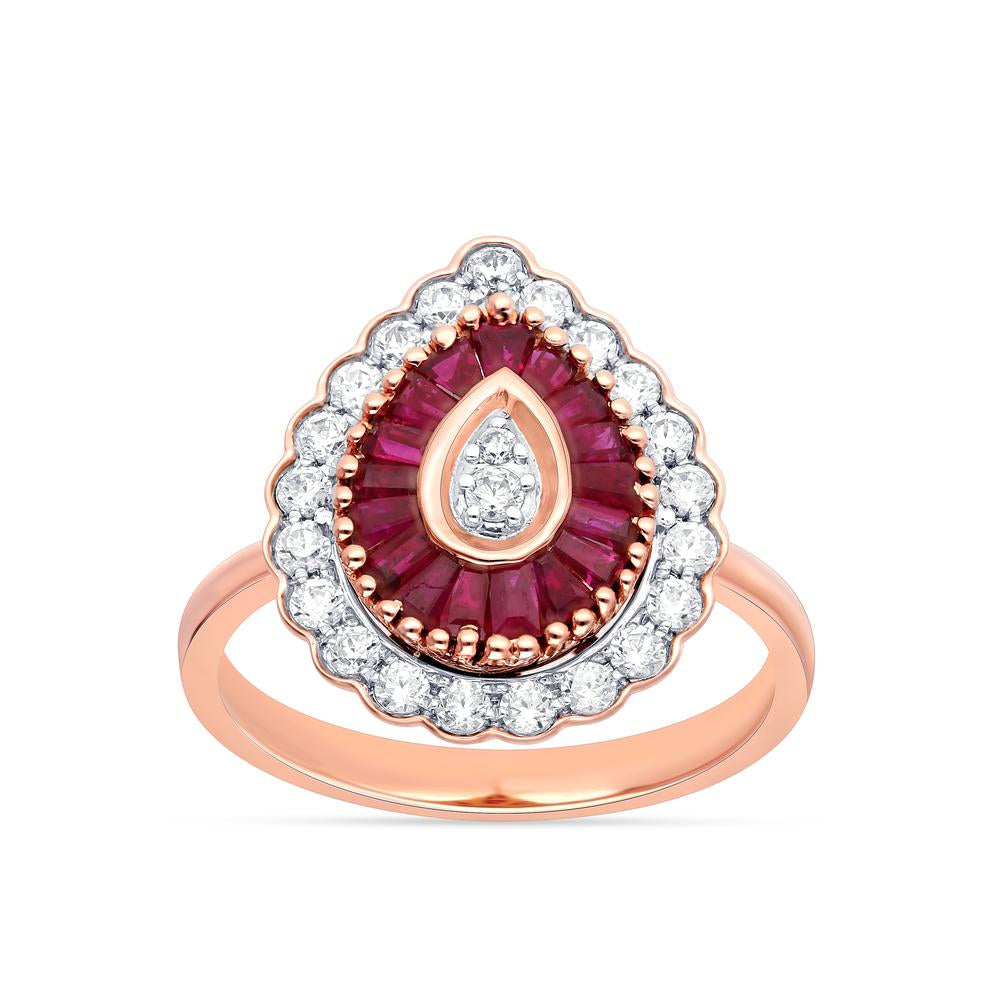 14K 0.34CT Diamond Ruby Ring