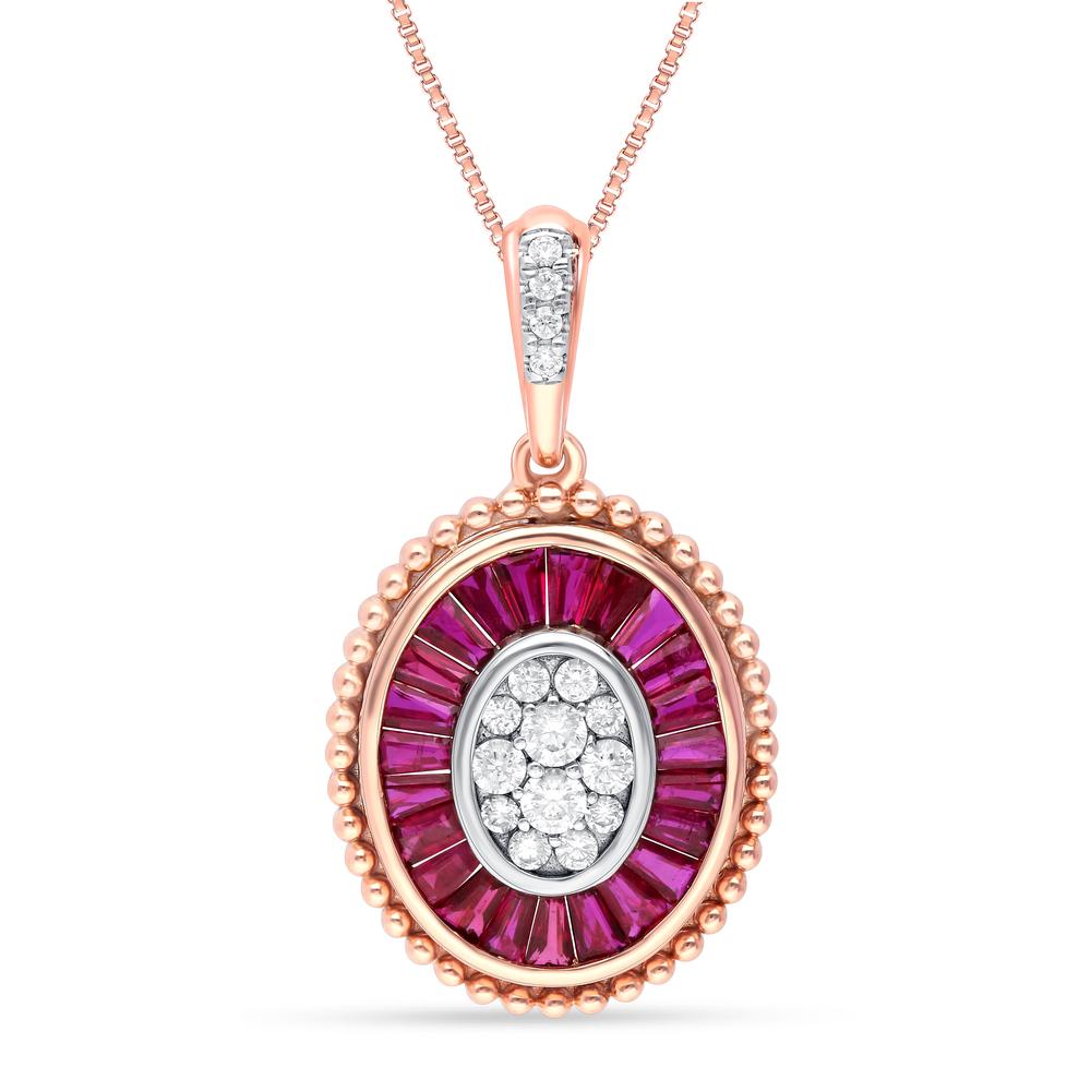 14K White Gold Lab-Created Diamond Ruby Accent Pendant