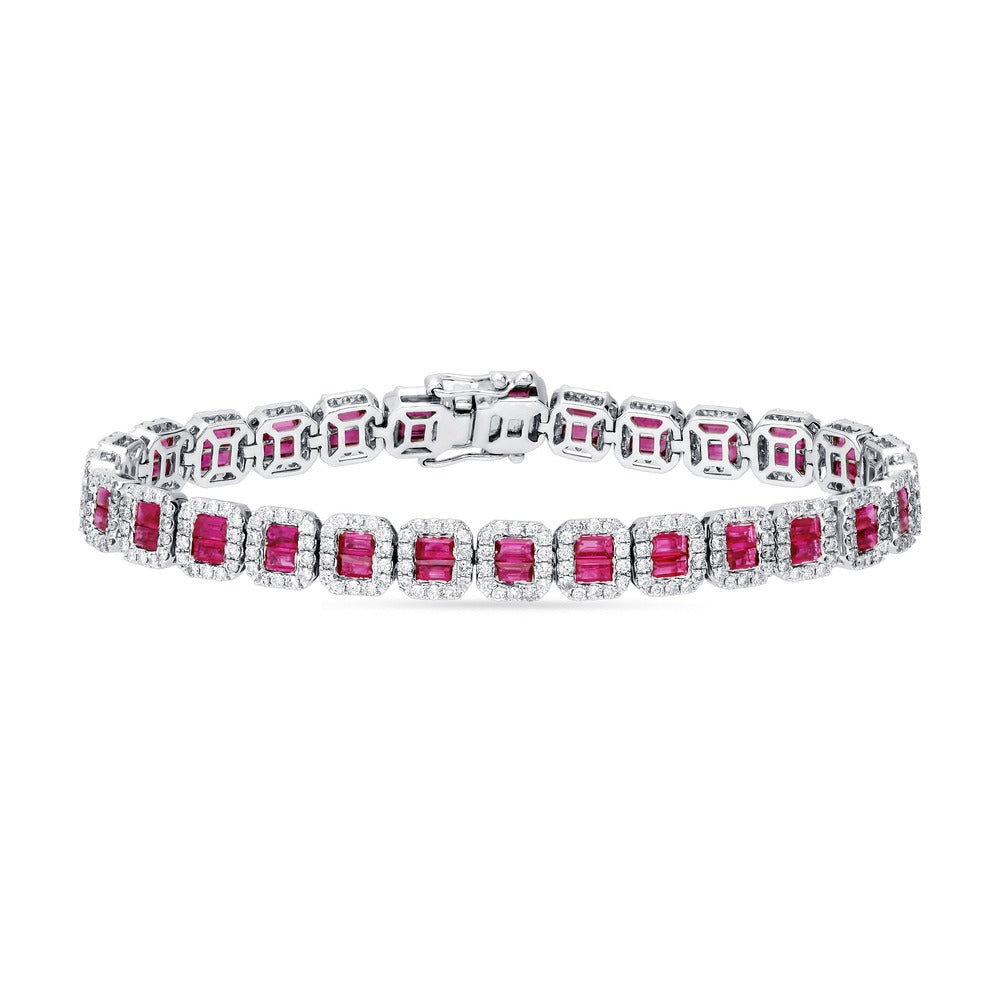 14K 2.72CT Diamond Ruby Bracelet