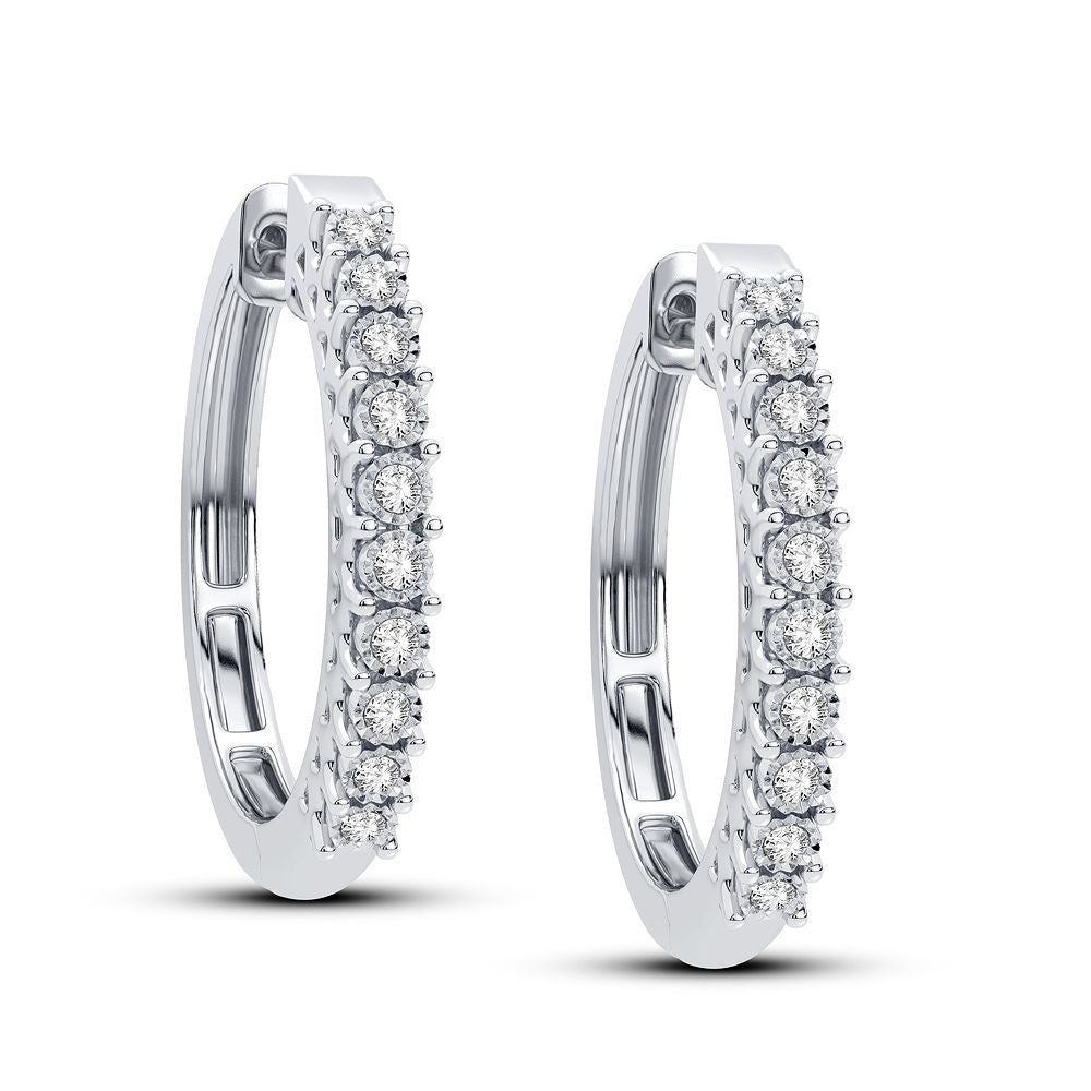 Luminous 14k White Gold Lab Diamond Hoop Earrings - 0.40CT