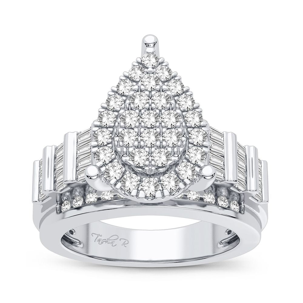 Brilliant 10k White Gold 1CT Lab Diamond Womens Fashion Ring