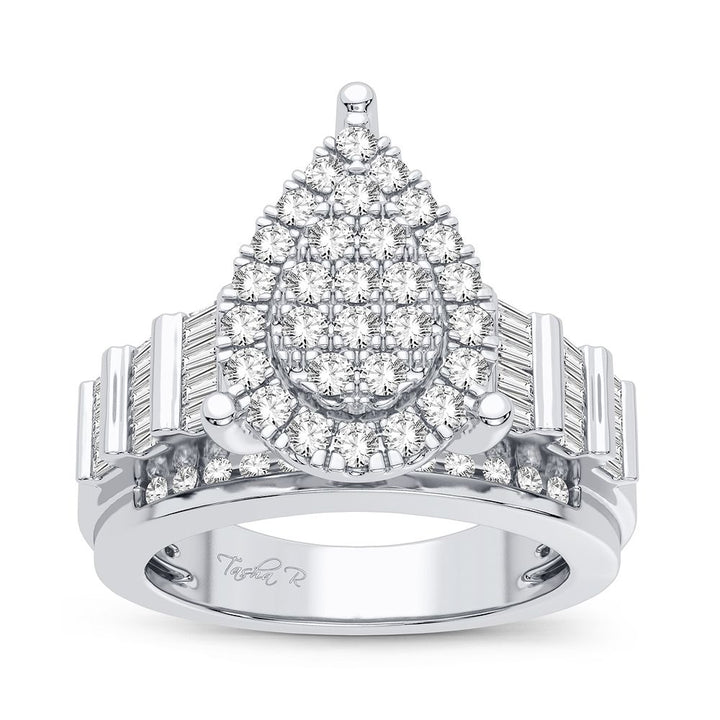 Brilliant 10k White Gold 1CT Lab Diamond Womens Fashion Ring
