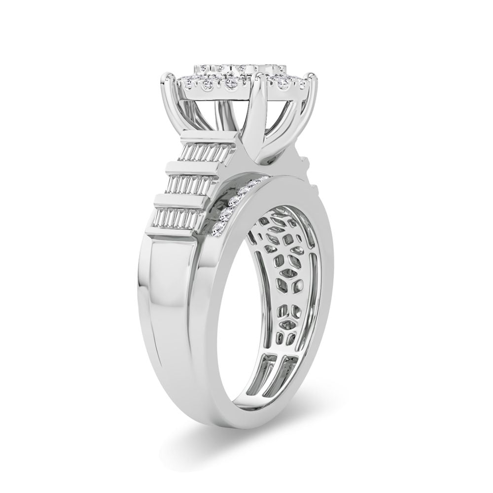 Chic 10k White Gold 1CT Lab Diamond Womens Fashion Ring
