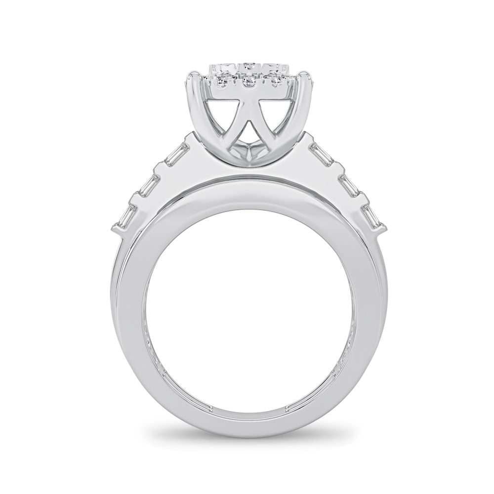 Chic 10k White Gold 1CT Lab Diamond Womens Fashion Ring