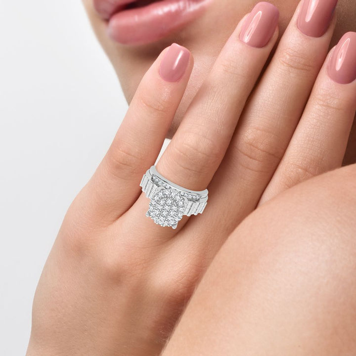 Chic 10k White Gold 1CT Lab Diamond Womens Fashion Ring