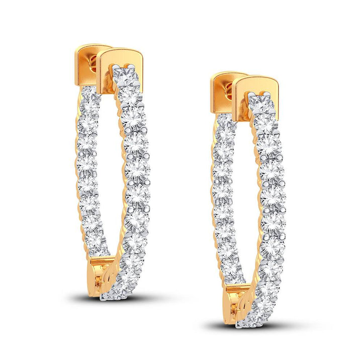 14K Yellow Gold Lab Diamond Hoop Earrings - Chic Sparkle