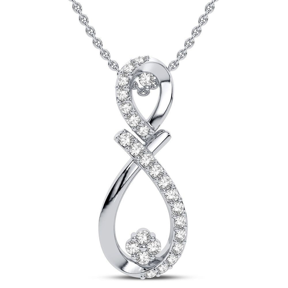 Elegant 14K White Gold 0.18CT Lab Diamond Pendant