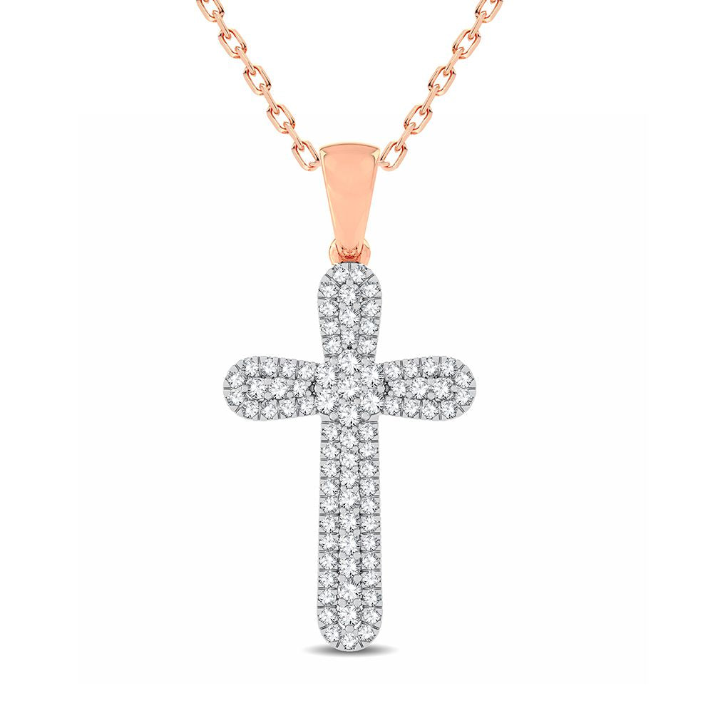 Delicate 14k Rose Gold Lab Diamond Religious Pendant for Her