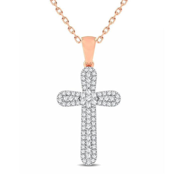 Delicate 14k Rose Gold Lab Diamond Religious Pendant for Her