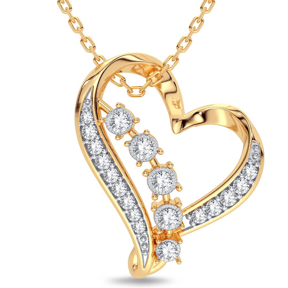 Luminous 14K Yellow Gold Lab Diamond Womens Pendant Necklace