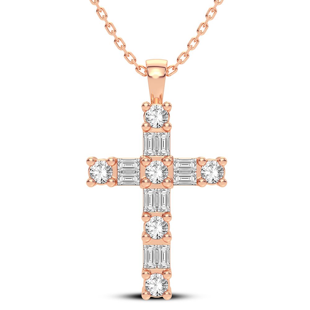 Delicate 14k Rose Gold Lab Diamond Womens Pendant