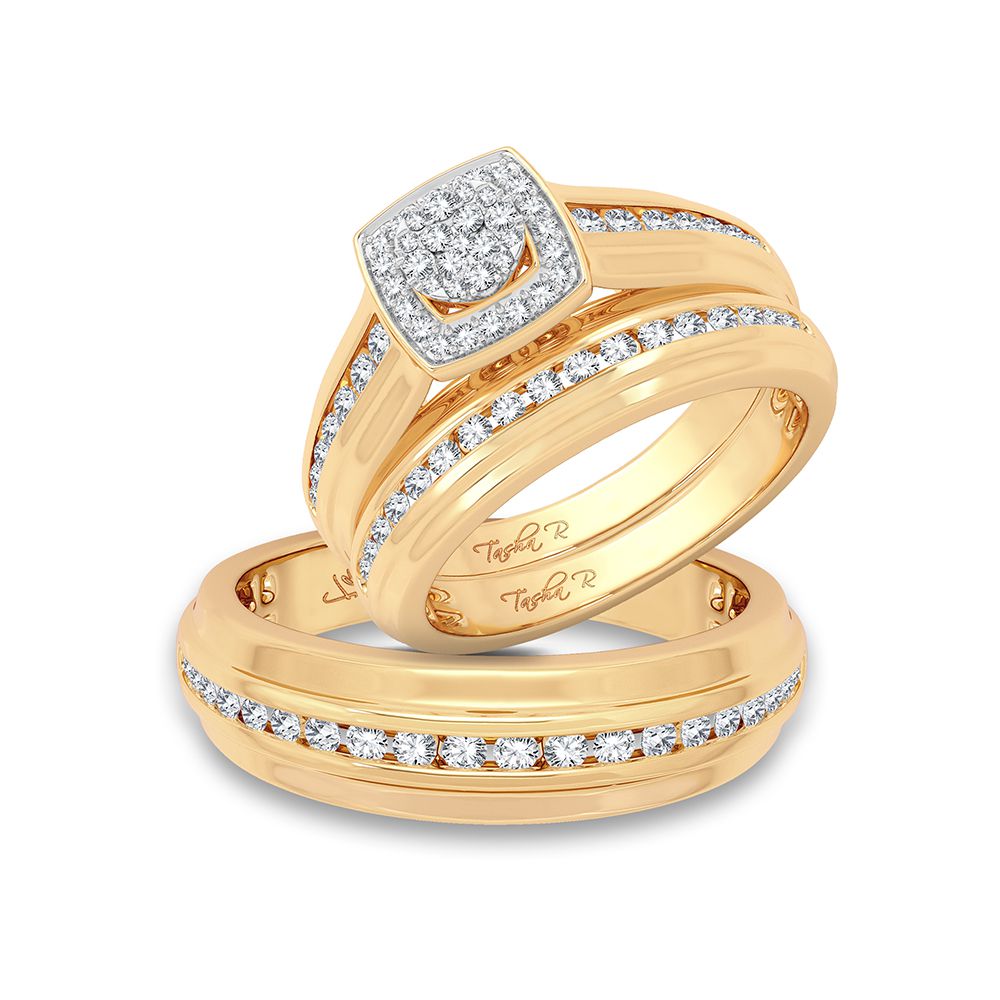 Luminous 14K Yellow Gold 0.86CT Diamond Womens Trio Set