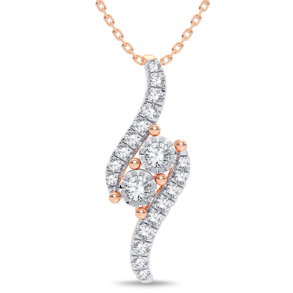 Delicate 14k Rose Gold 0.50CT Lab Diamond Womens Pendant