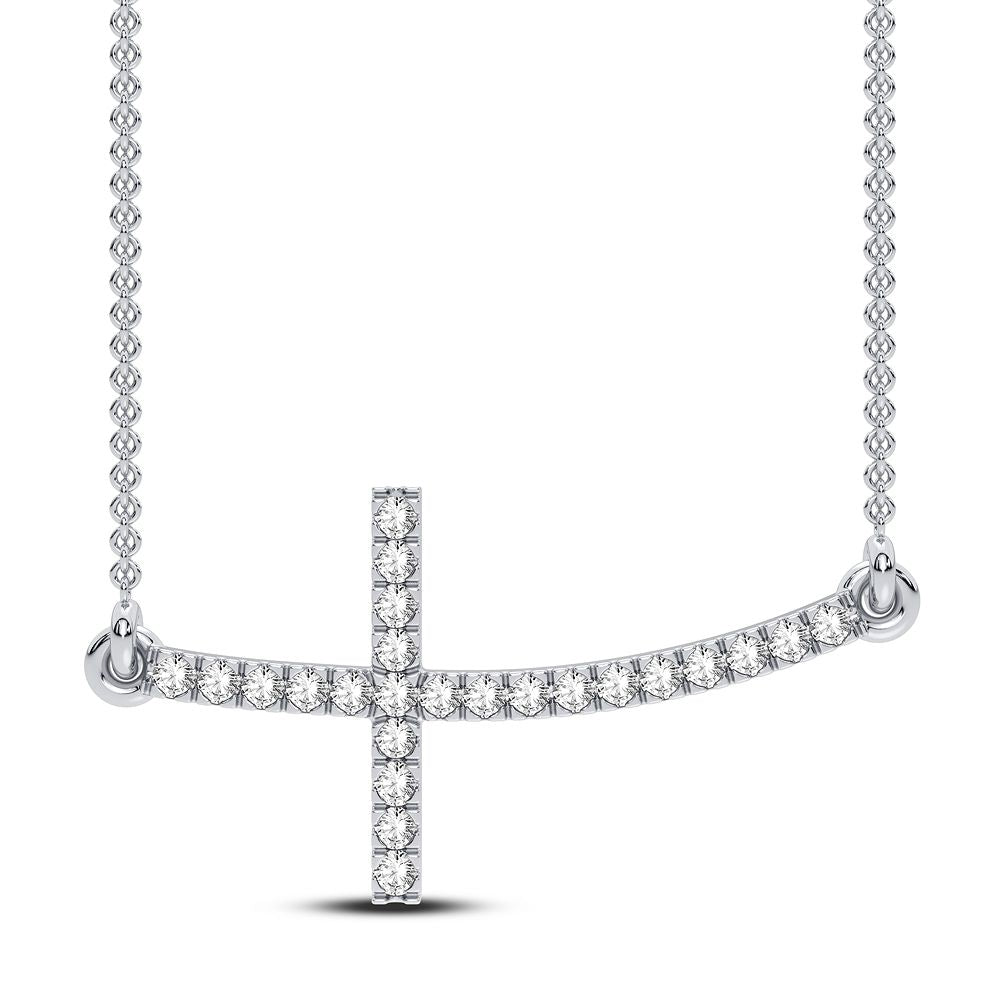 10k White Gold Lab Diamond Pendant Necklace for Women