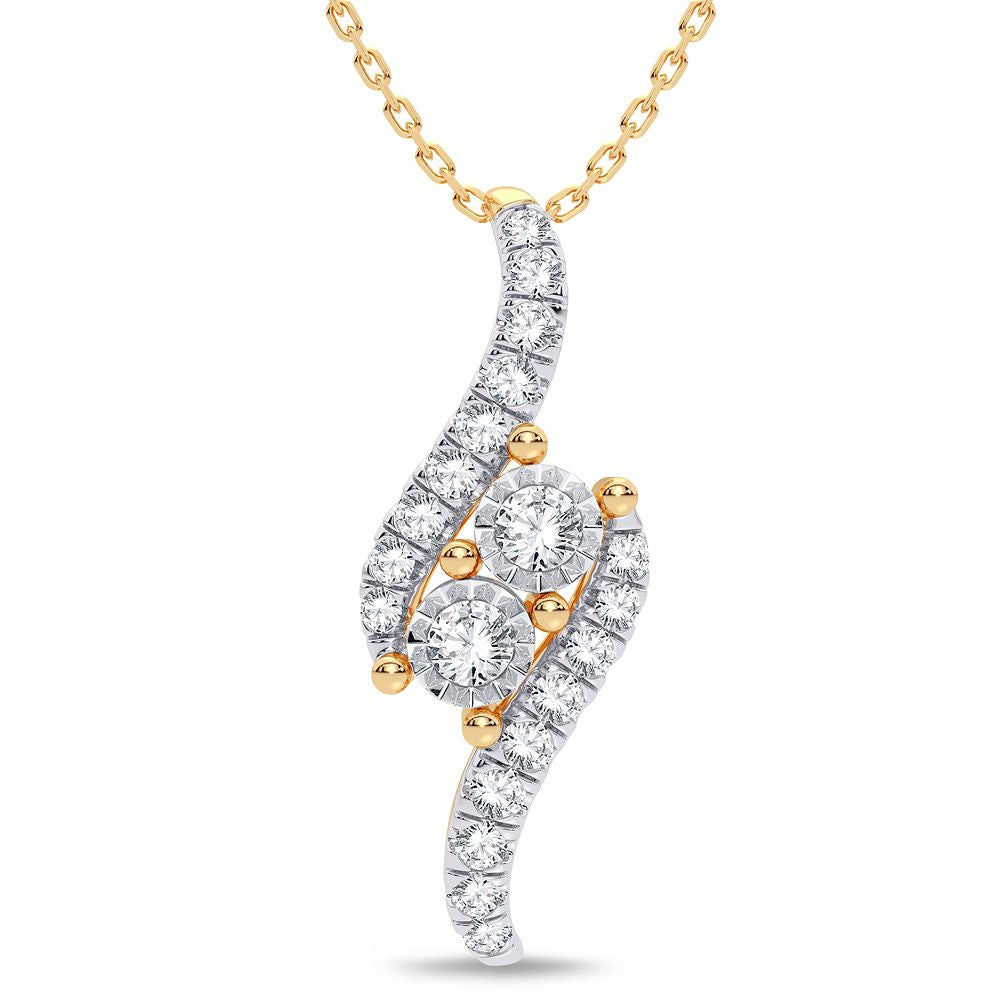 Chic 14K Yellow Gold 0.50CT Lab Diamond Womens Pendant