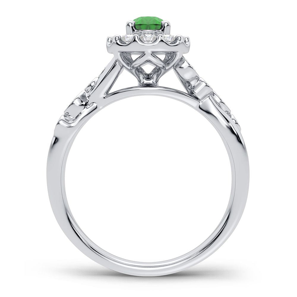 14K 0.27CT Diamond Emerald Ring