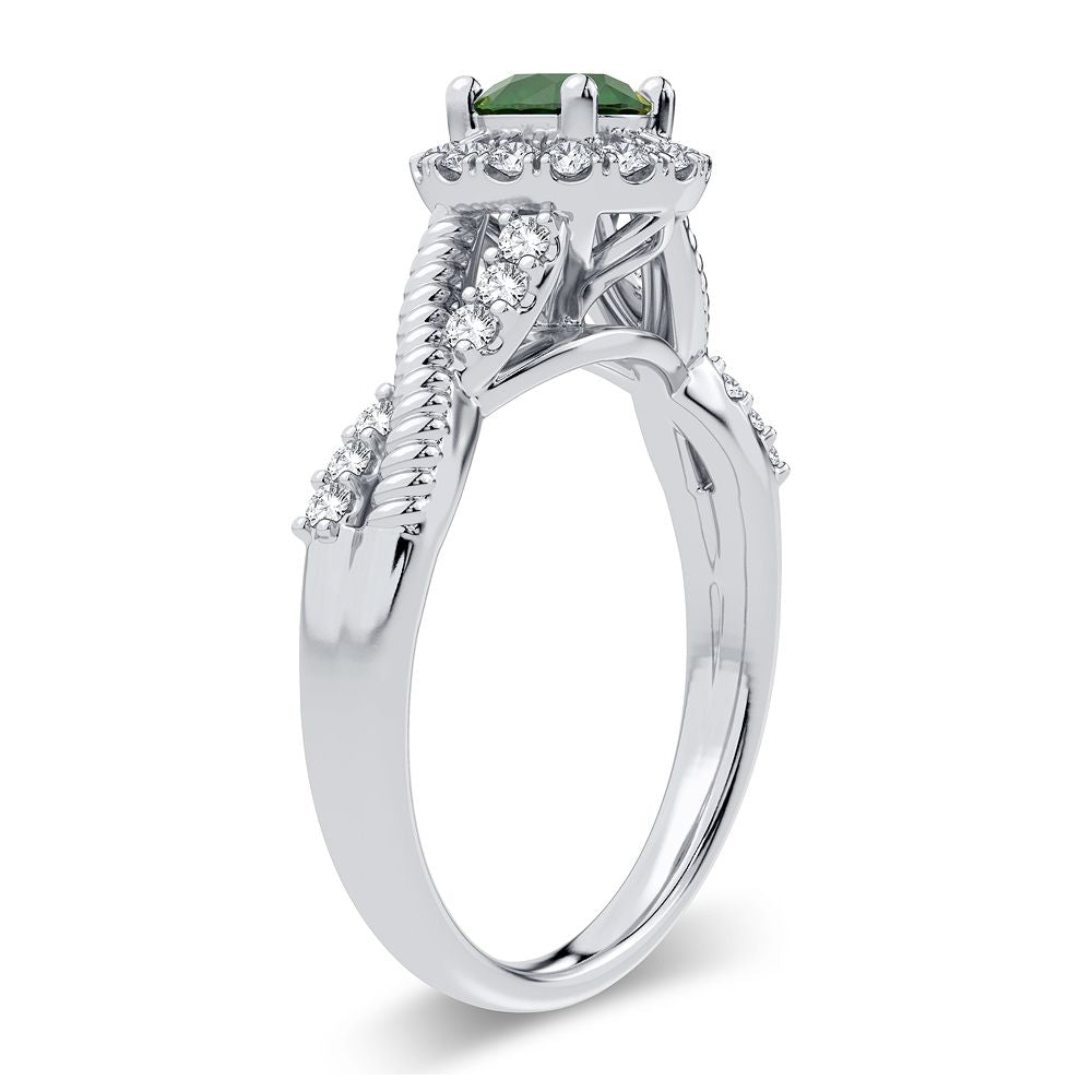 14K 0.25CT Diamond Emerald Ring