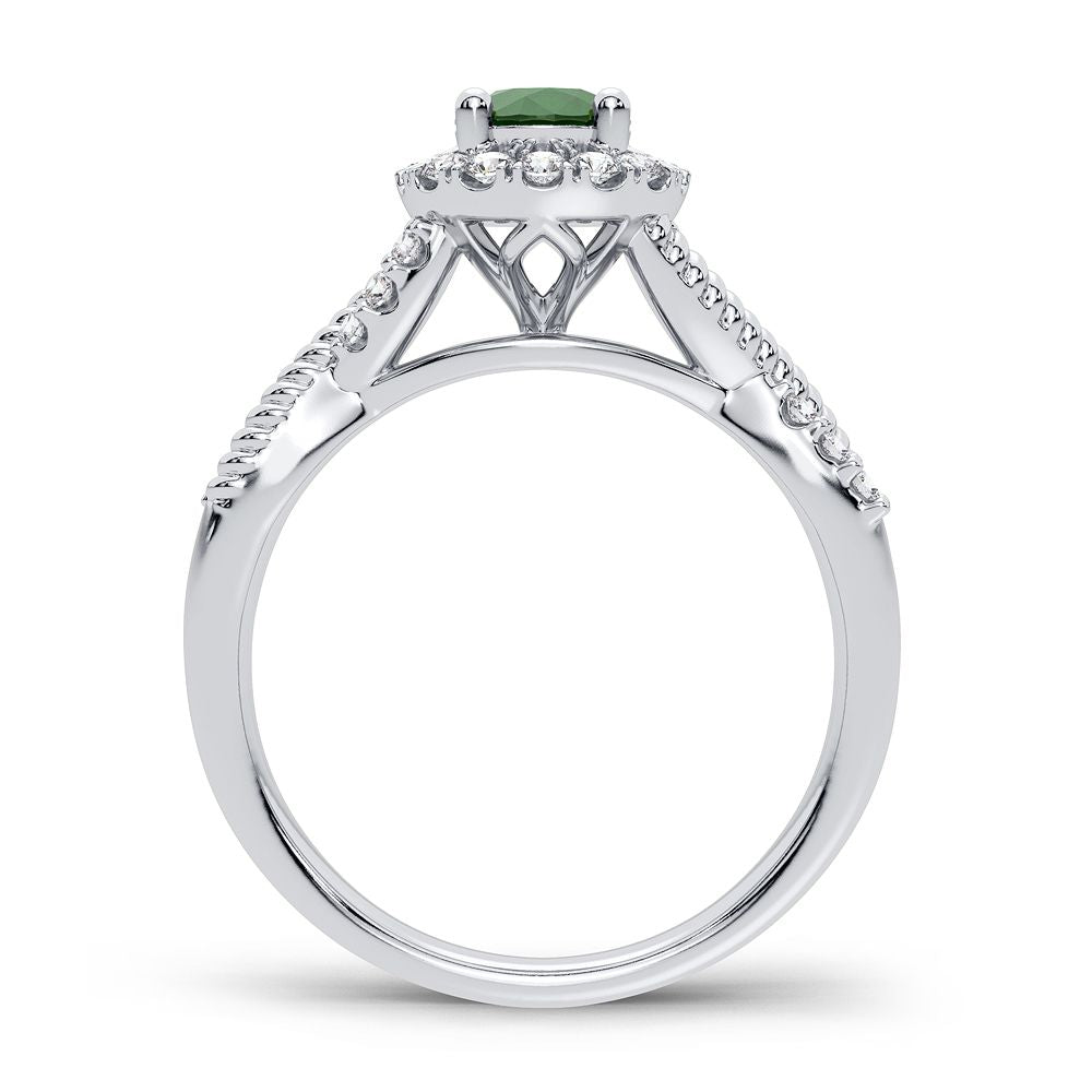 14K 0.25CT Diamond Emerald Ring