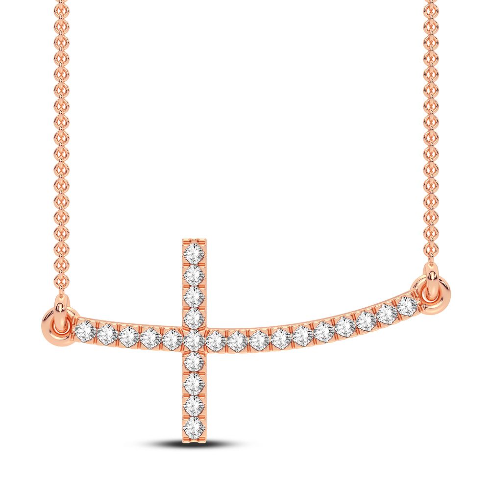 Delicate 14k Rose Gold 0.16CT Lab Diamond Pendant Necklace