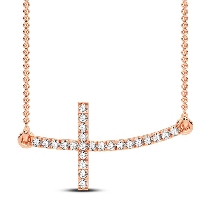 Delicate 14k Rose Gold 0.16CT Lab Diamond Pendant Necklace