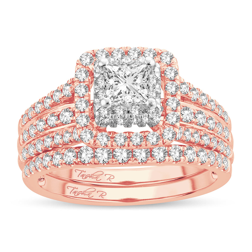 Romantic 14k Rose Gold Lab Diamond Bridal Ring (1.50CT)
