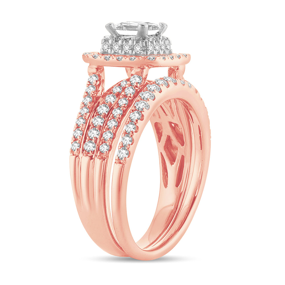 Romantic 14k Rose Gold Lab Diamond Bridal Ring (1.50CT)