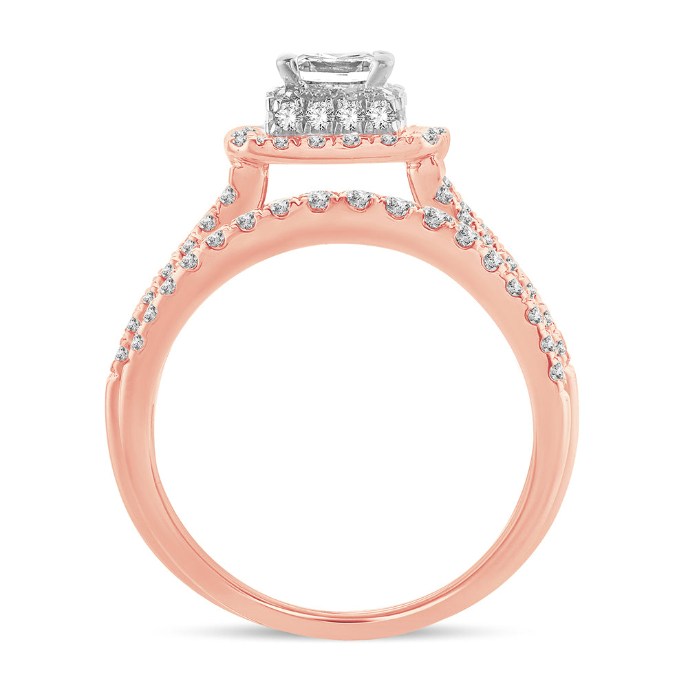 Romantic 14k Rose Gold Lab Diamond Bridal Ring (1.50CT)