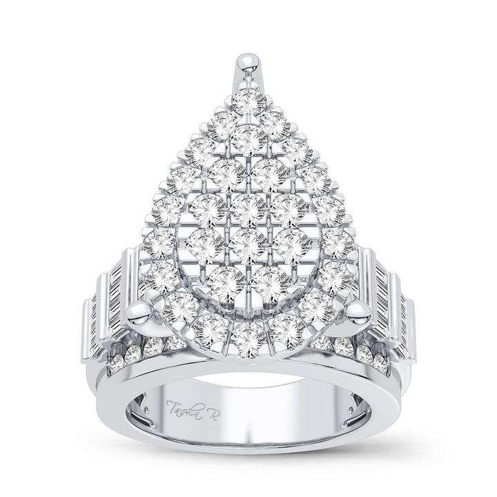 10k White Gold 2CT Lab Diamond Mens Statement Ring
