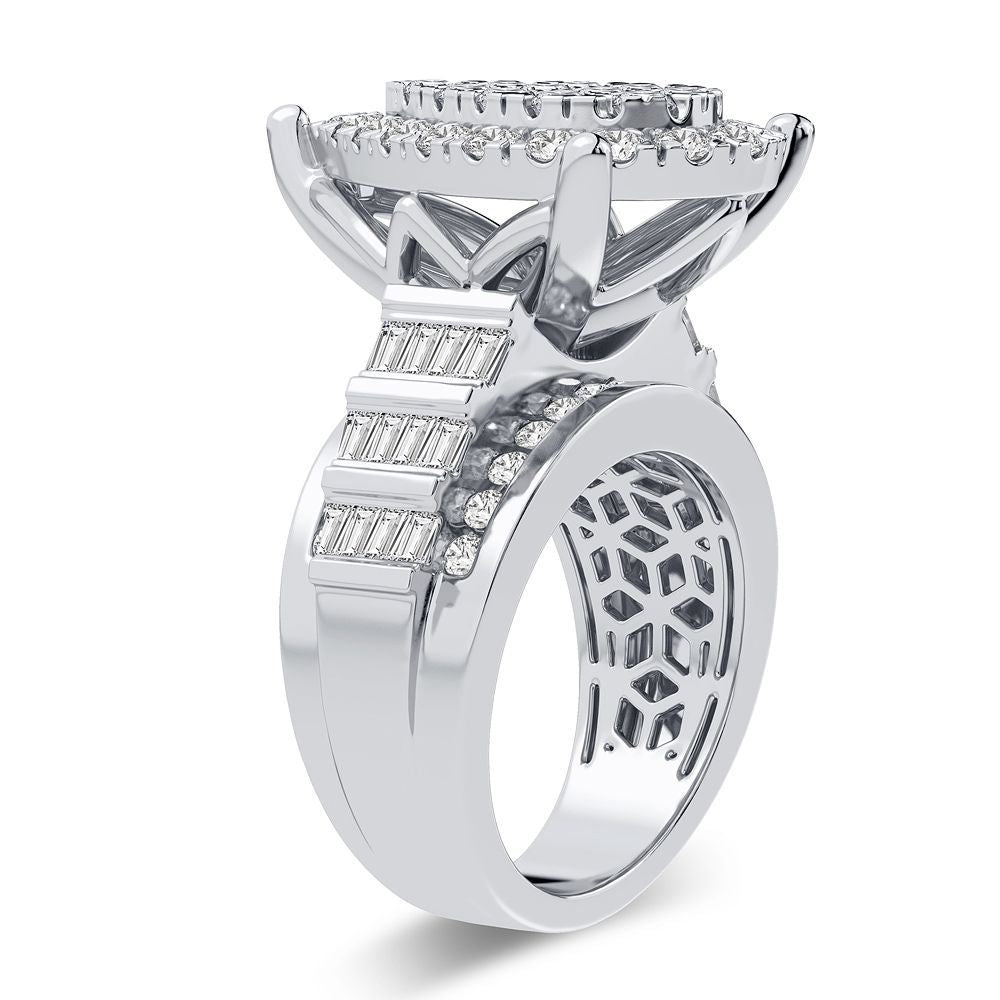 10k White Gold 2CT Lab Diamond Mens Statement Ring